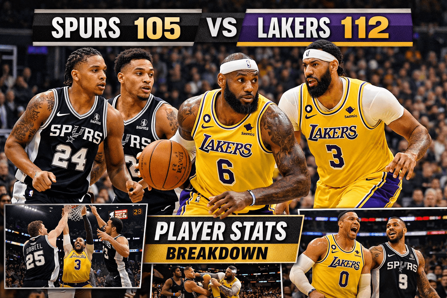 San Antonio Spurs vs Lakers Match Player Stats