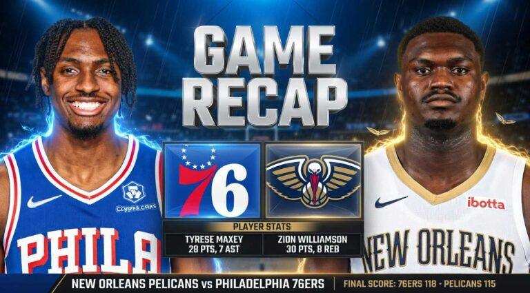New Orleans Pelicans vs 76ers Match Player Stats
