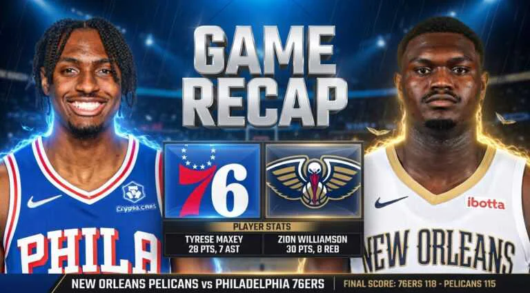 New Orleans Pelicans vs 76ers Match Player Stats