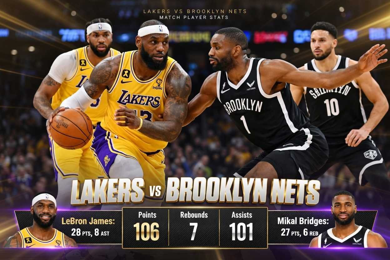 LAKERS VS BROOKLYN NETS MATCH PLAYER STATS