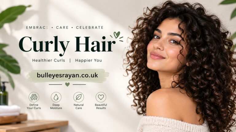 Curly Hair care and styling guide featuring defined natural curls