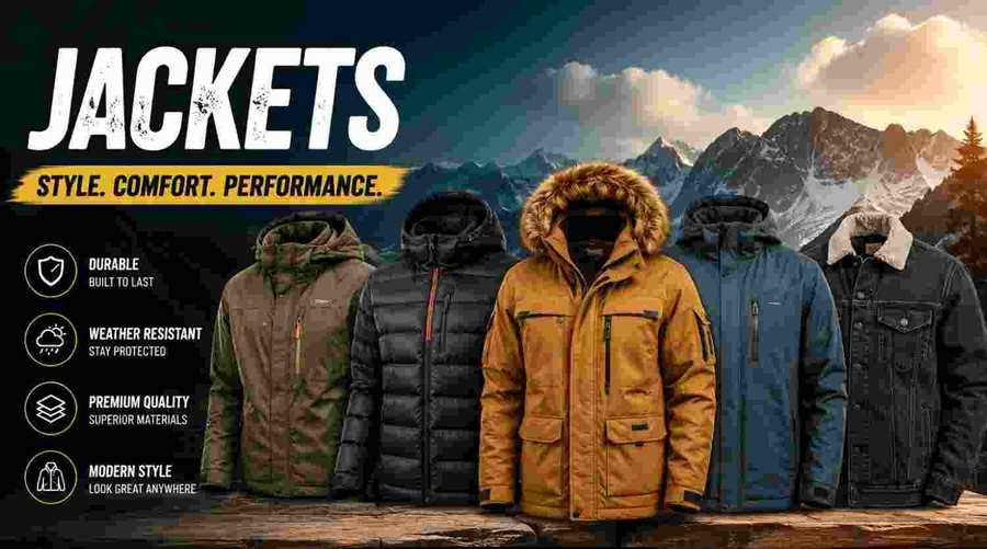Stylish men's jackets showcasing modern fashion, comfort and performance